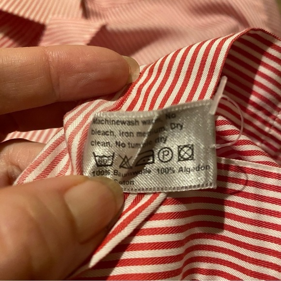 ETON Men Red White Striped Buttoned Dress Shirt Size 42/16-1/2 - Picture 7 of 7